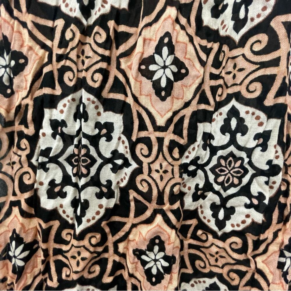 Boho Scarf Wrap Womens‎ Black Brown Medallion Lightweight Fringe Festival - Picture 4 of 5